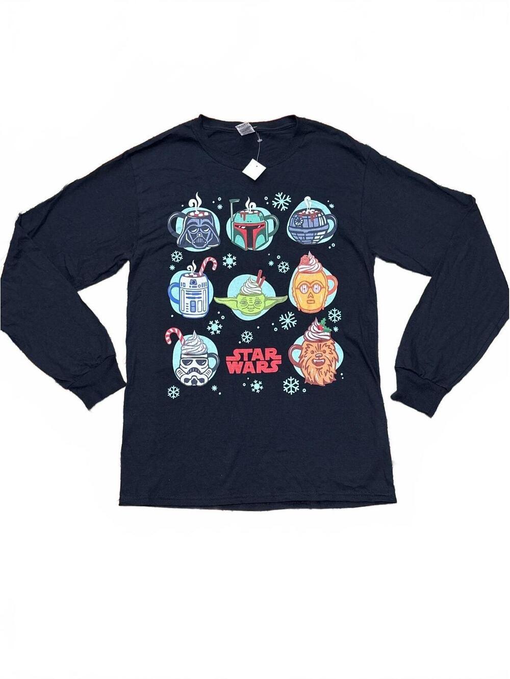 Star Wars Holiday Themed Black Long Sleeve T-Shirt Size Small